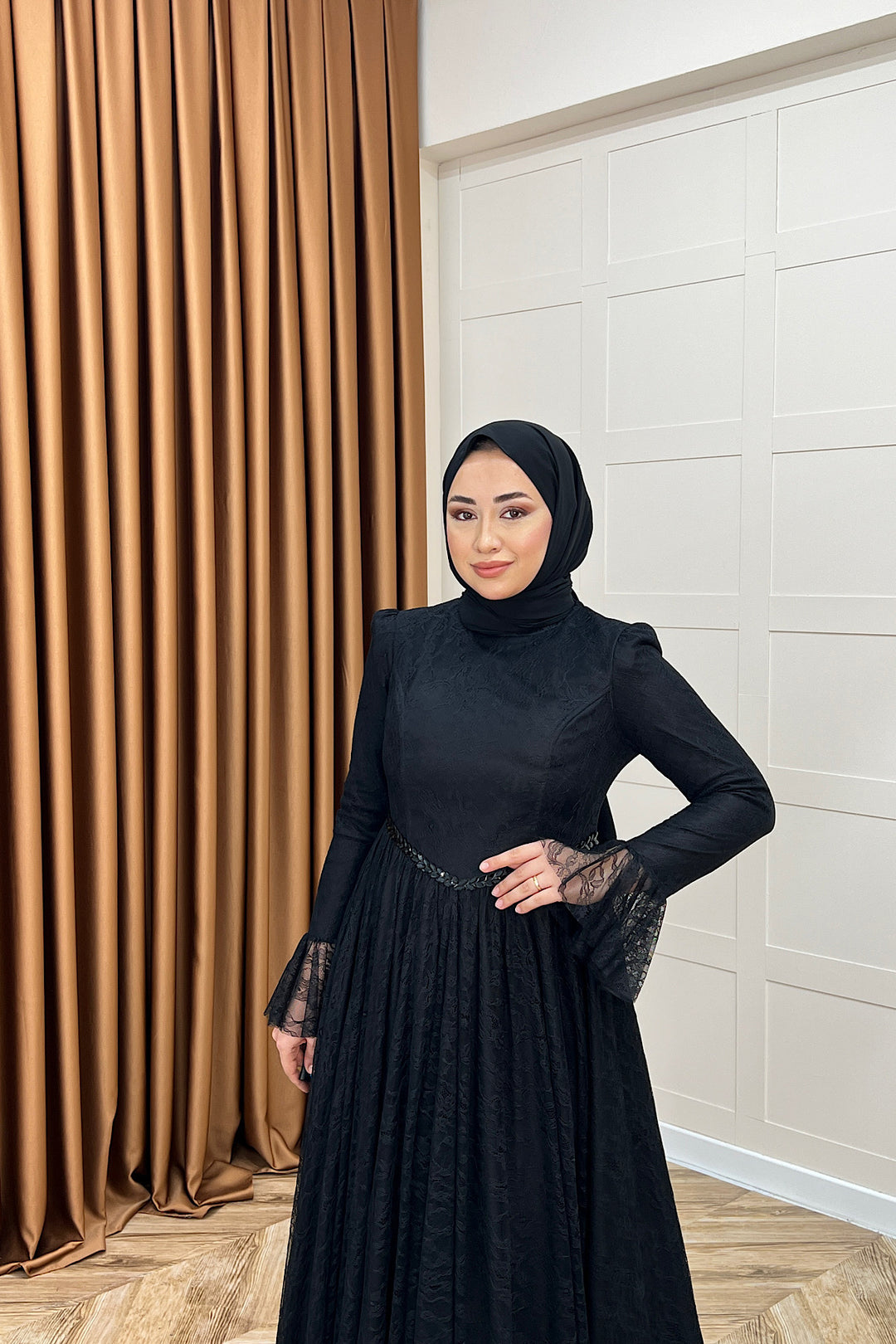 Elena Dantel Abiye Siyah 03101-SIYAH