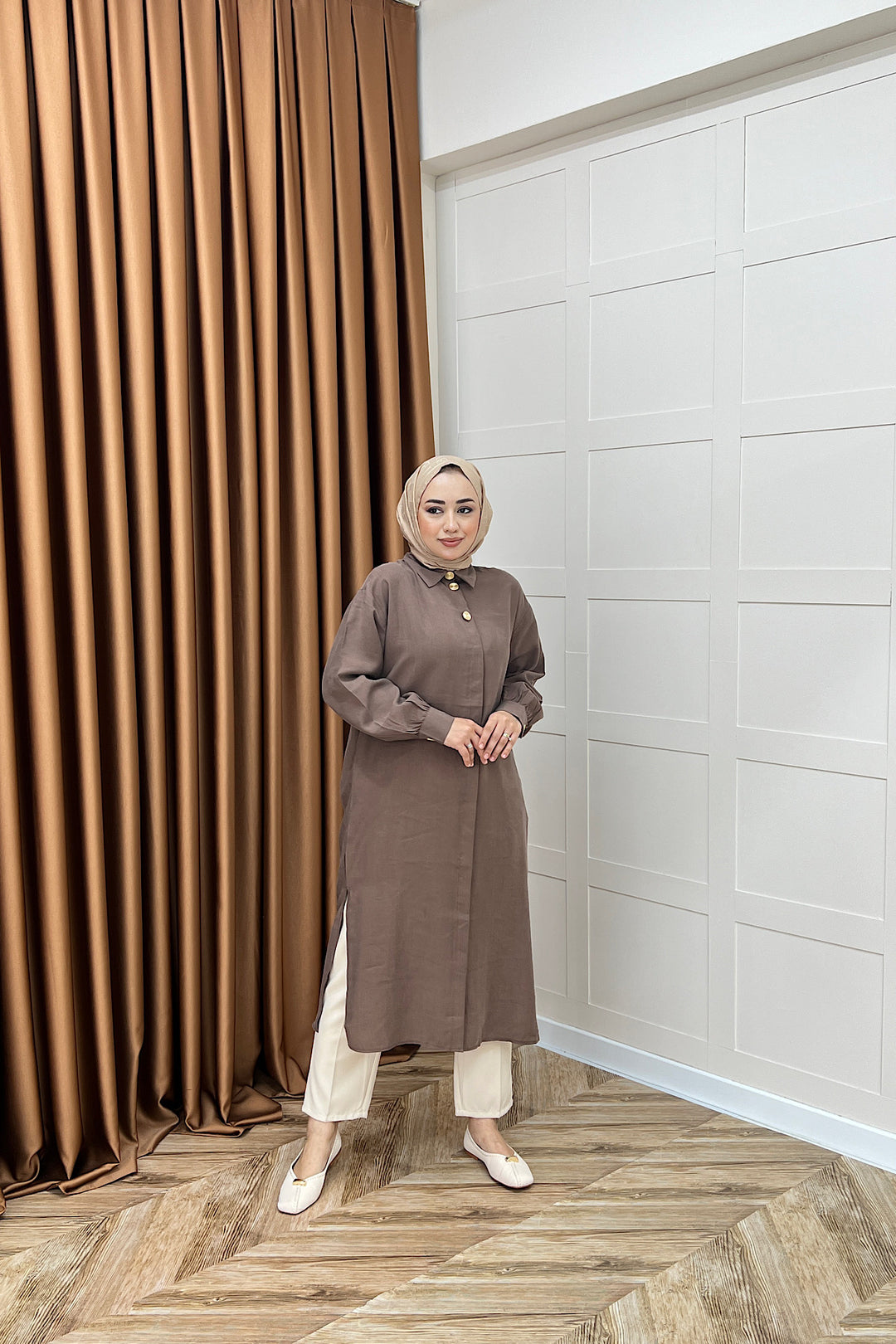Zaina Uzun Tunik Kahverengi 6523-KAHVERENGI