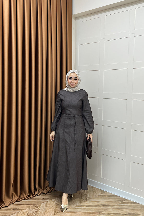 Gloria Kot Elbise Kahverengi 5028-KAHVERENGI