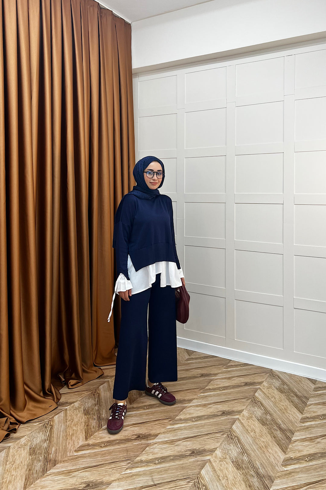 Truva Gömlek Detay Merserize Triko Takım Lacivert 25350-LACIVERT