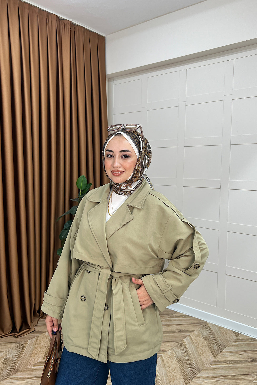 Pera Kuşaklı Trençkot Çağla Yeşili 5534-CAGLAYESILI