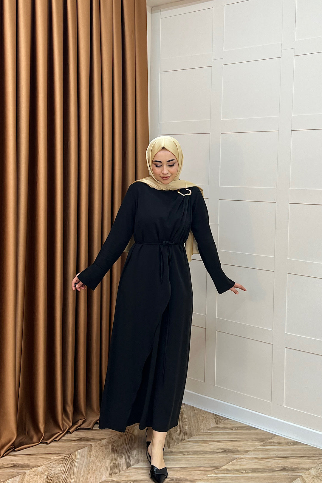 Paria Toka Detay Elbise Siyah 3345-SIYAH