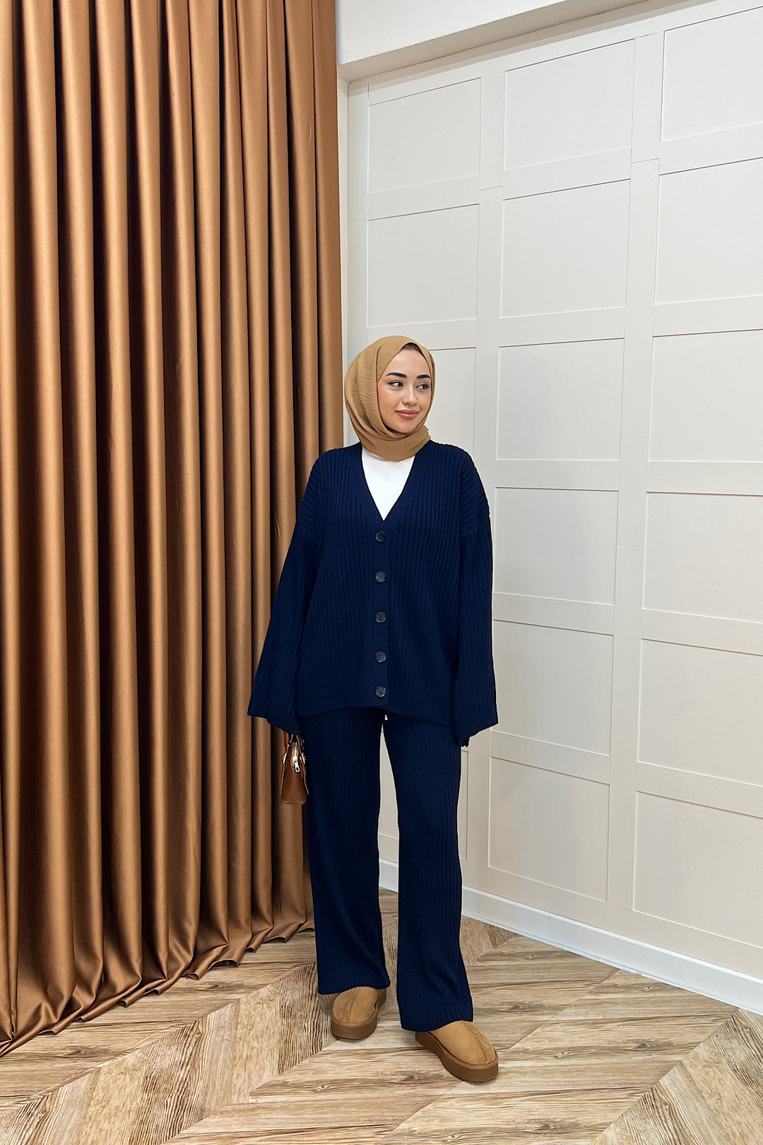 Galata Fitilli Triko Hırka Takım Lacivert 25630-LACIVERT