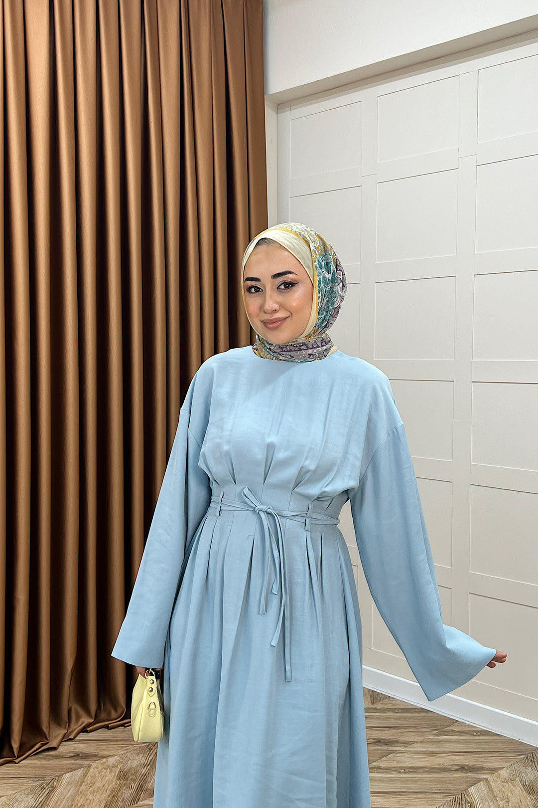 Alya Belden Bağlamalı Elbise Mavi 39020-MAVI
