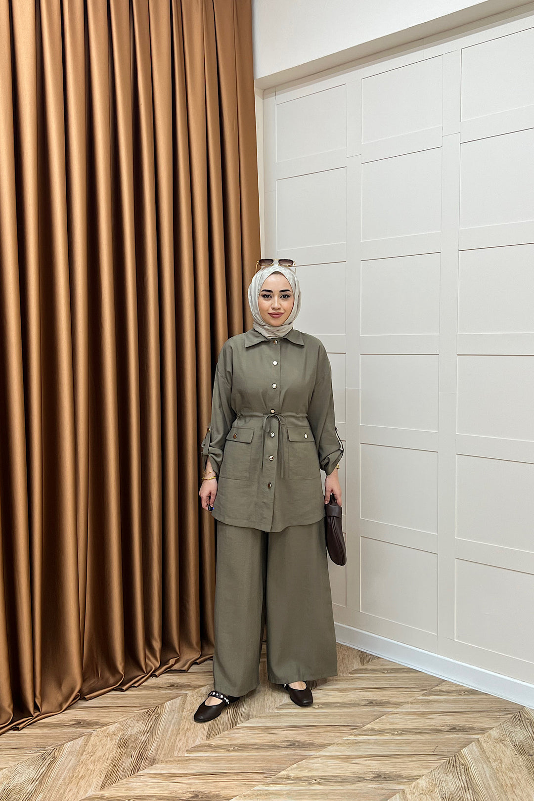 Aria Belden Bağlamalı İkili Takım Haki 3184-HAKI