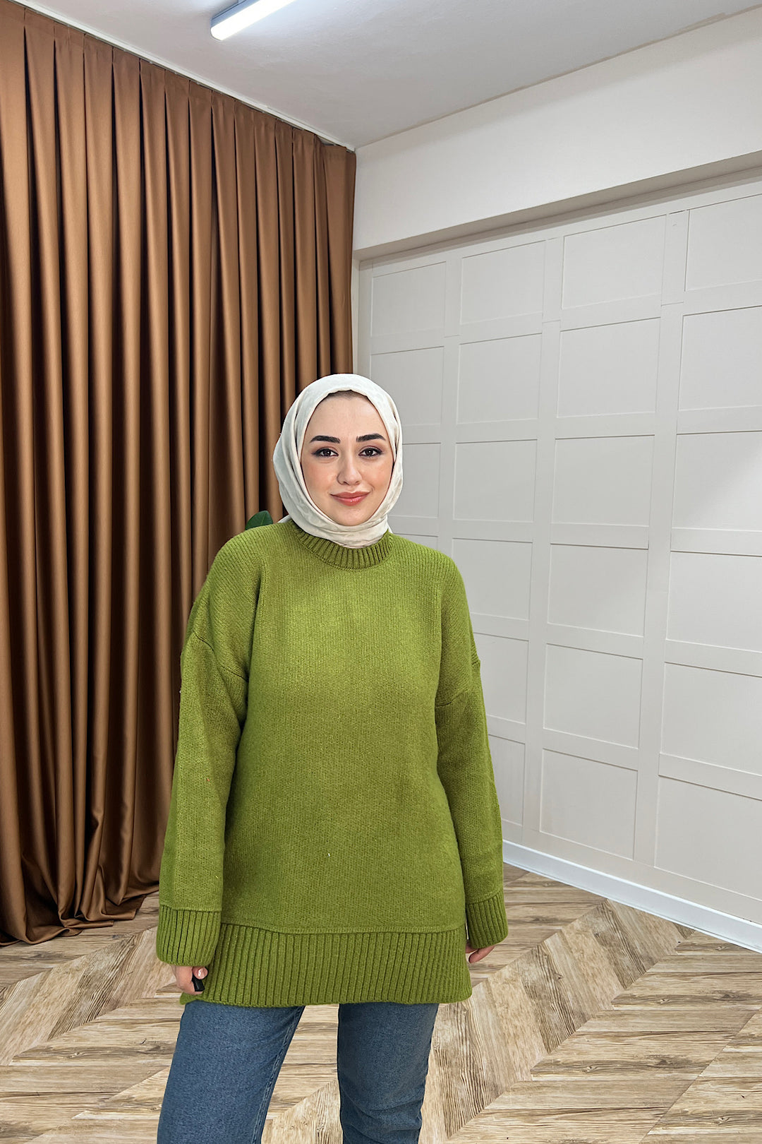 Lones Yumoş Tunik Yağ Yeşili 26194-YAGYESILI