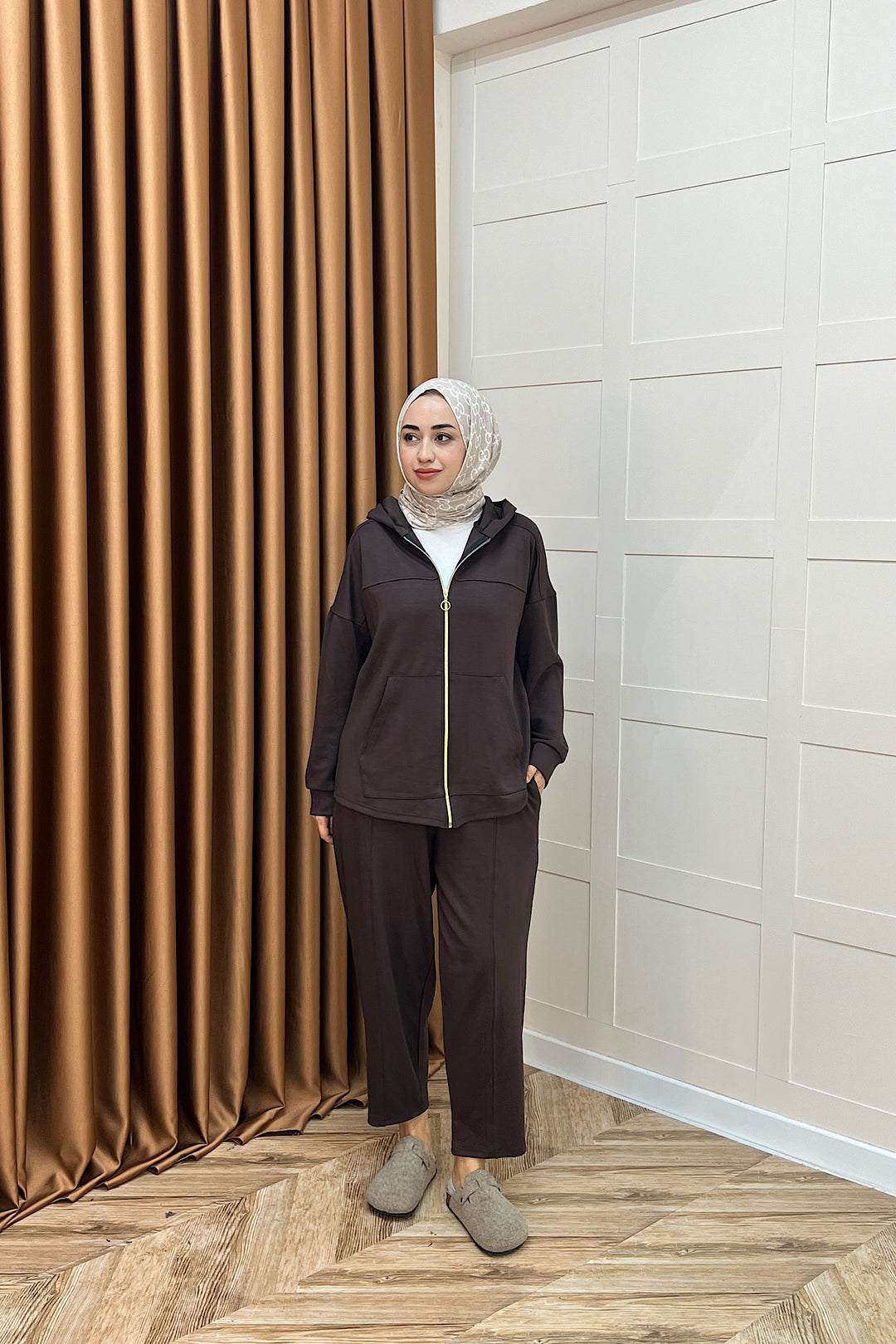 Efsa Kapüşonlu Takım Kahverengi 70149-KAHVERENGI