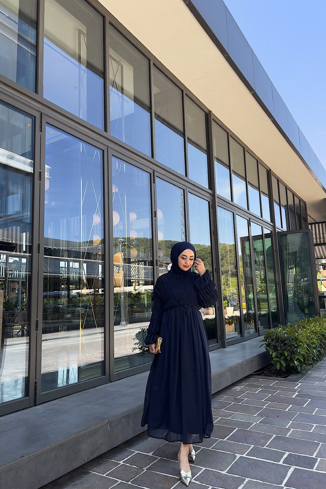 Paria Şifon Elbise Lacivert 5111-LACIVERT