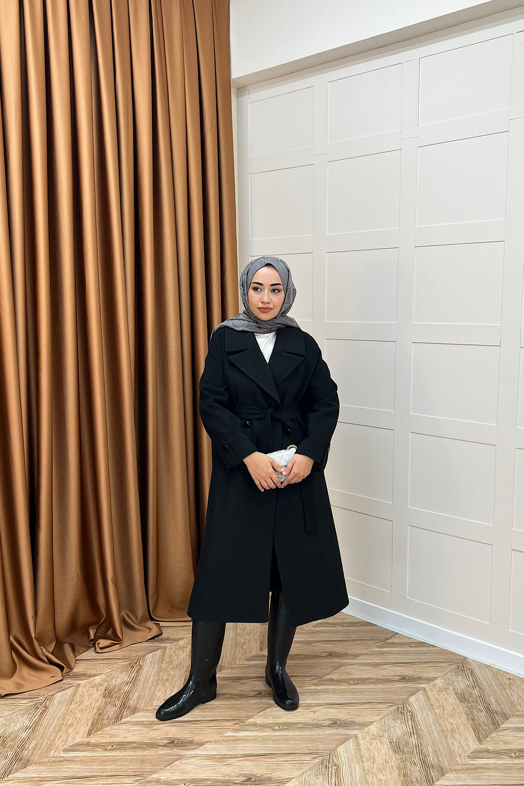 Martina Yırtmaçlı Kaban Siyah 5508-SIYAH