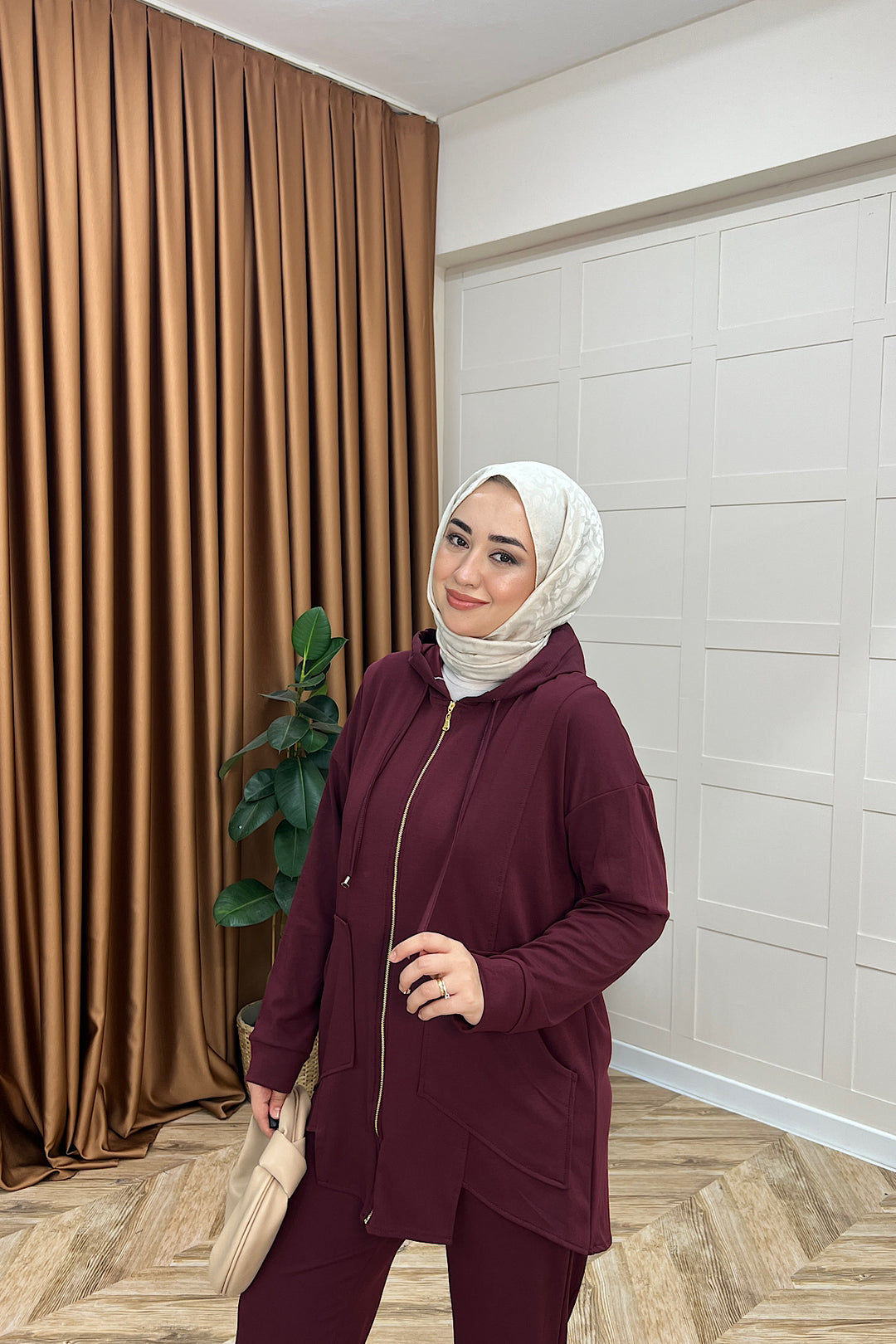 Vedra Fermuarlı İkili Takım Bordo 3143-BORDO