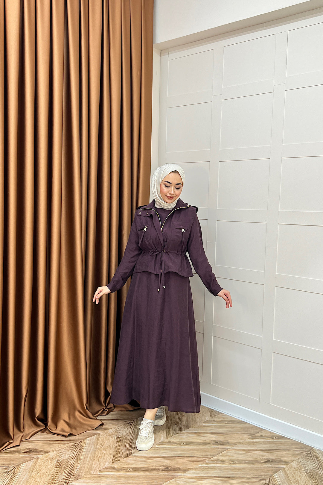 Alina İkili Elbise Mürdüm 3102-MURDUM