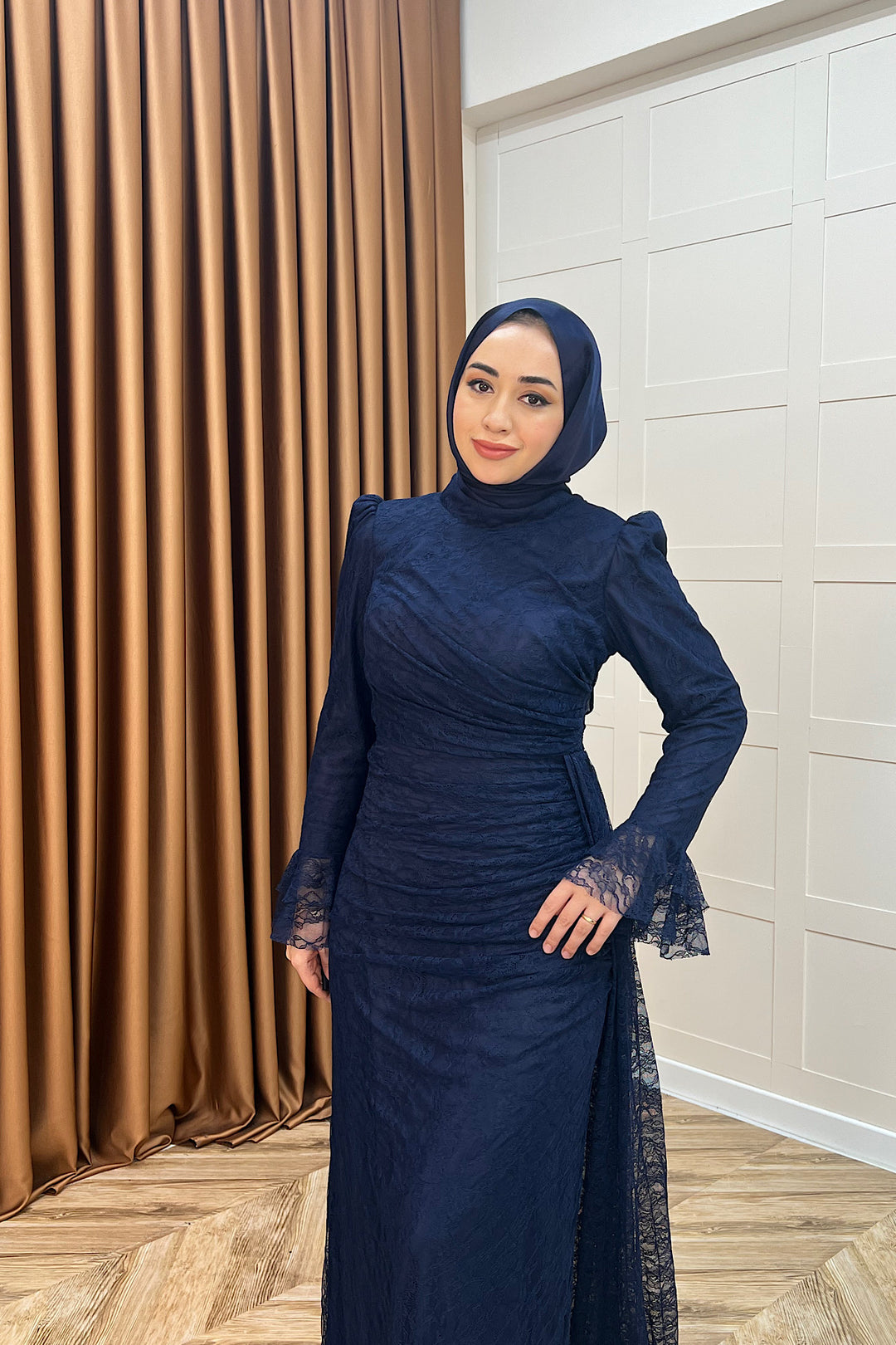 Serena Dantel Balık Abiye Lacivert 3082-LACIVERT