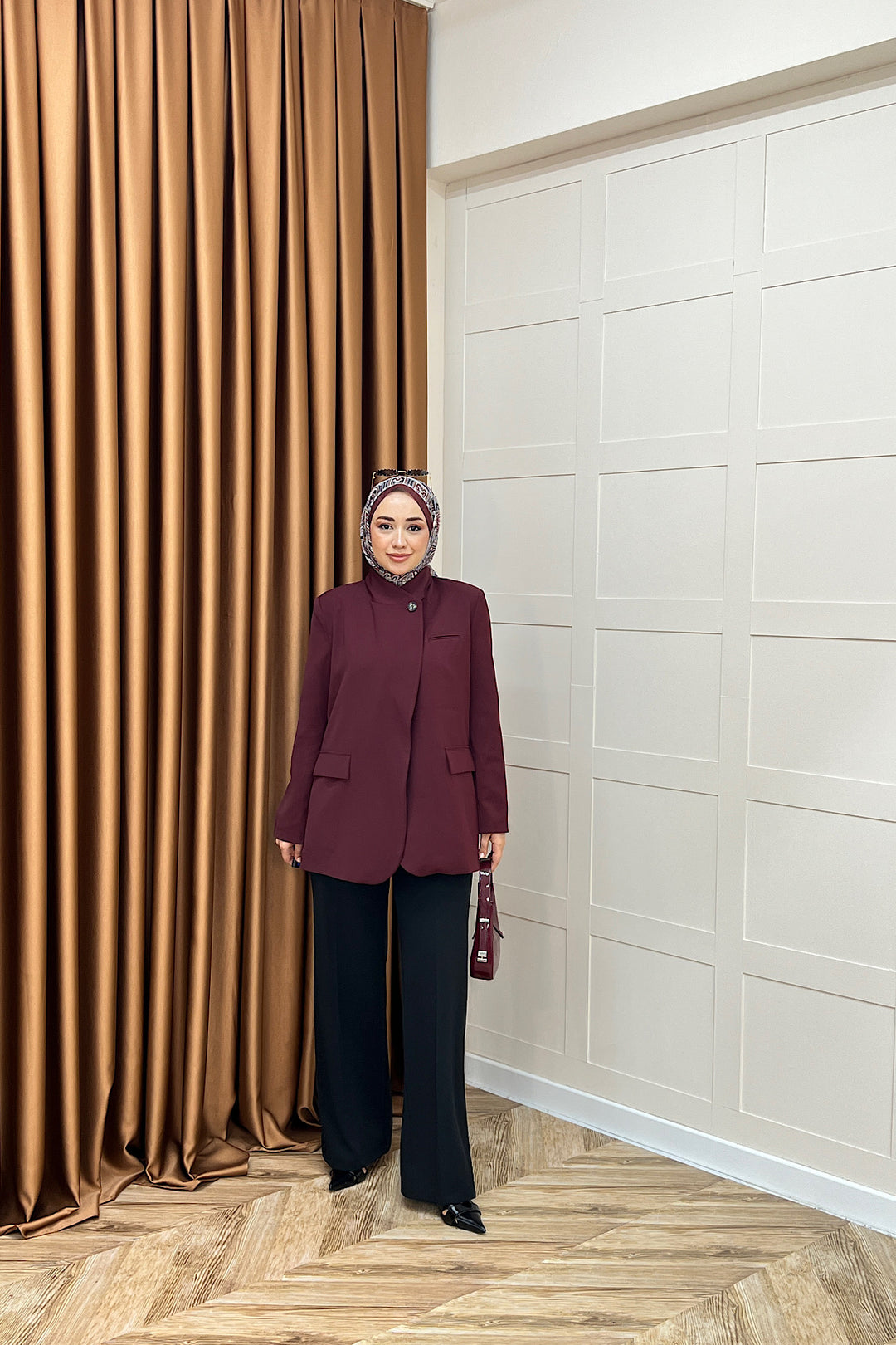 Sara Blazer Ceket Bordo 70147-BORDO