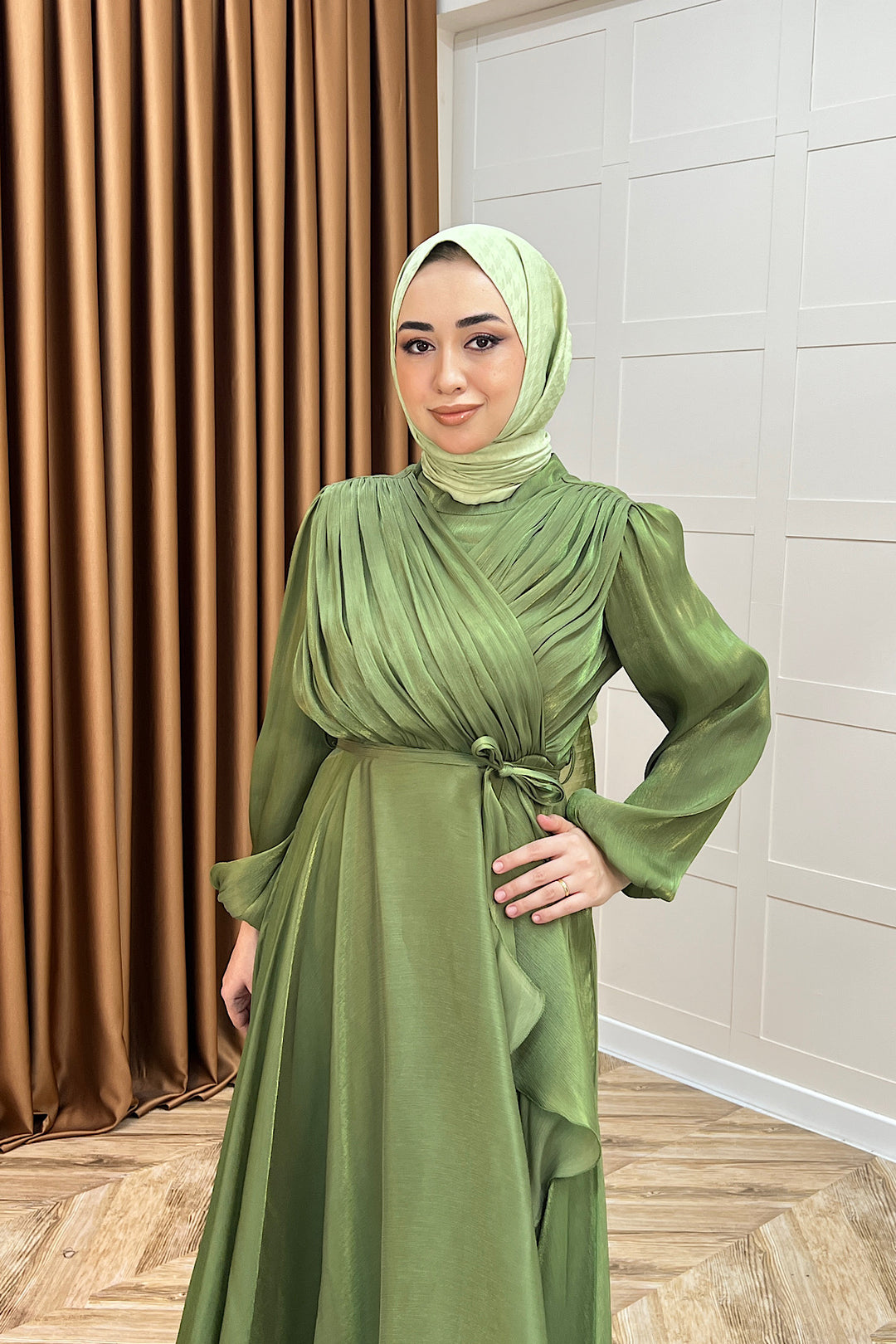 Luna Saten Abiye Yeşil 3072-YESIL