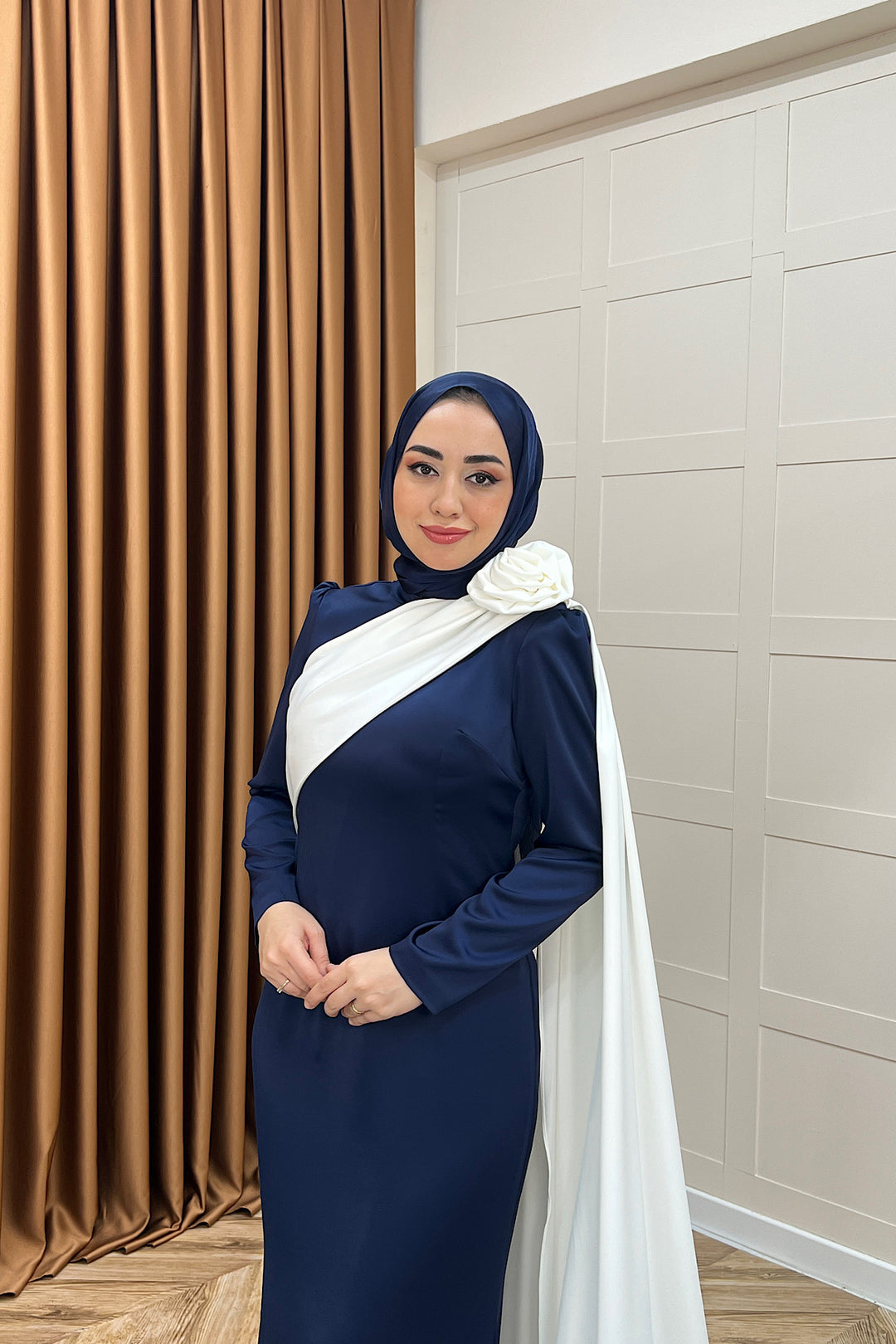 Bianca Saten Abiye Lacivert 3090-LACIVERT