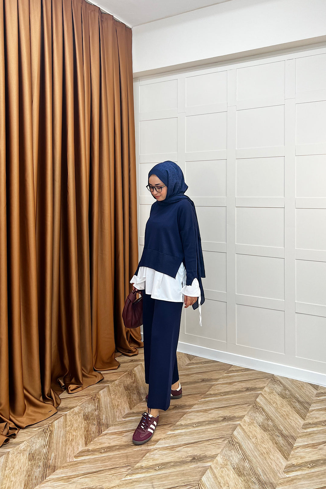 Truva Gömlek Detay Merserize Triko Takım Lacivert 25350-LACIVERT