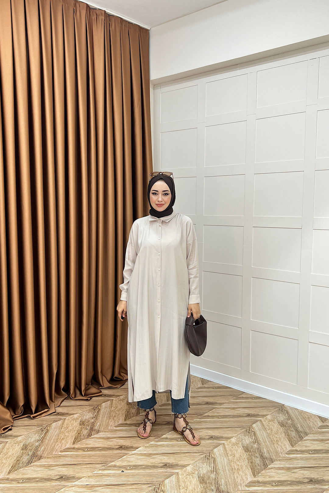 Cupra Uzun Tunik Taş 02760-TAS