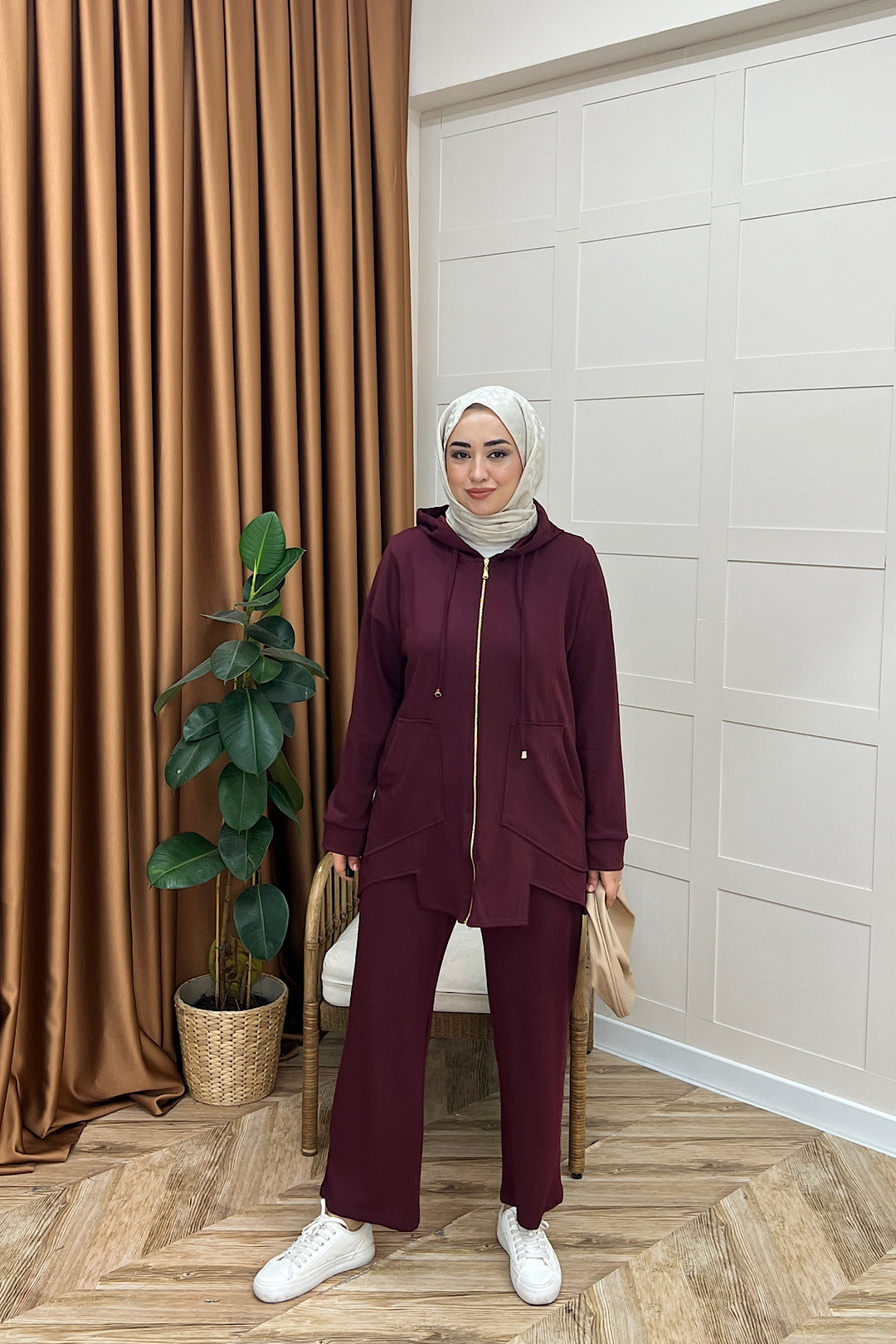Vedra Fermuarlı İkili Takım Bordo 3143-BORDO