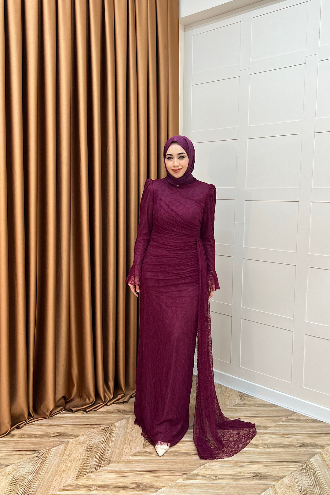 Serena Dantel Balık Abiye Mürdüm 3082-MURDUM