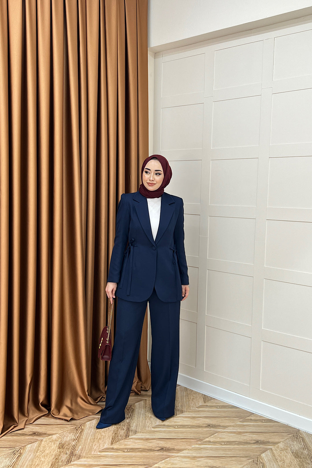 Zeina Bel Detay Ceketli Takım Lacivert 06202-LACIVERT
