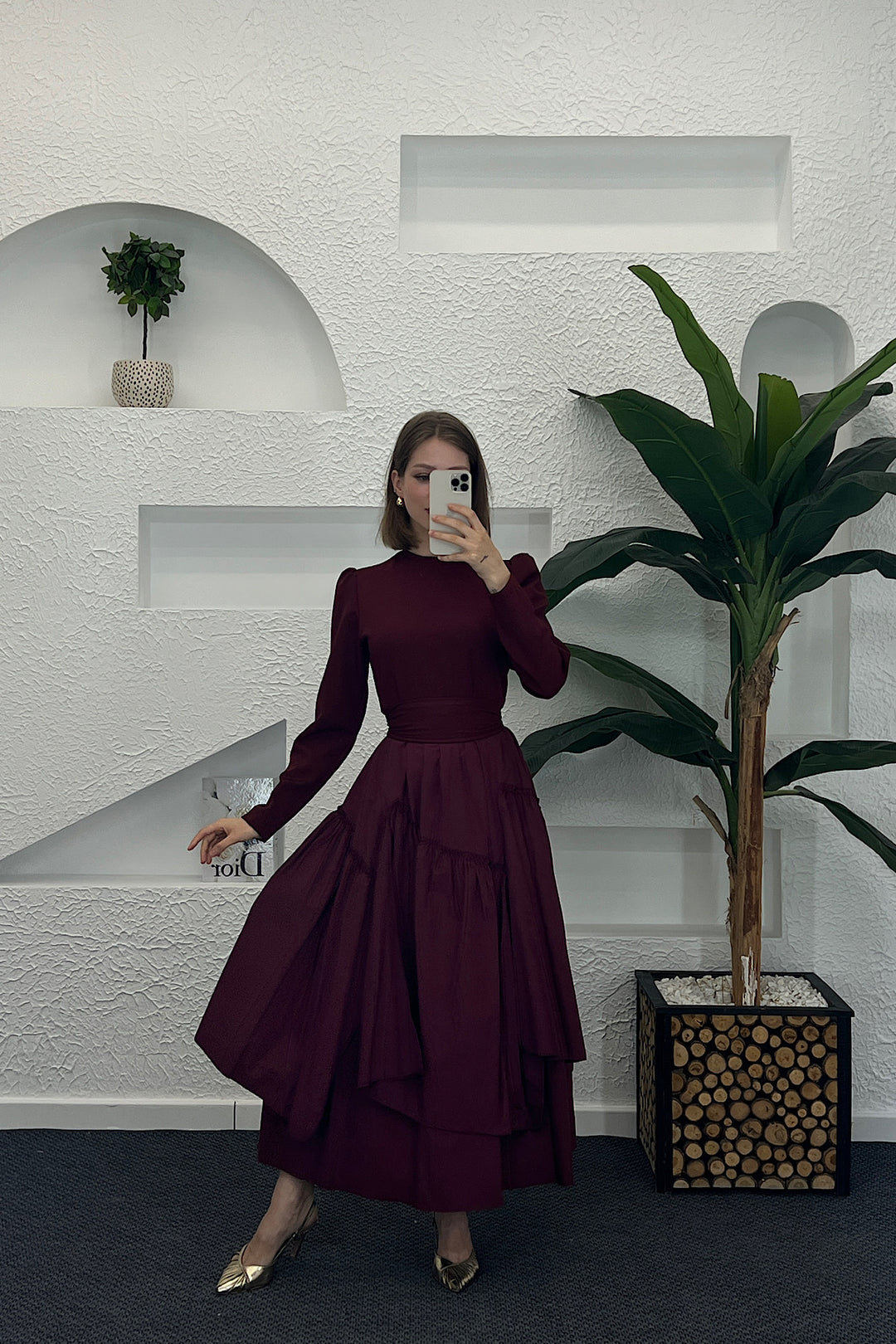 Zeny Elbıse Bordo 6001-BORDO