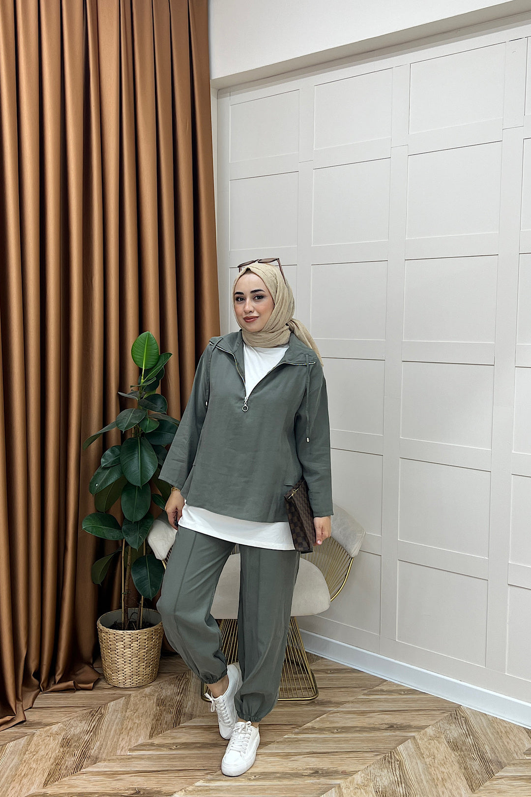 Almira Yarım Fermuar İkili Takım Yeşil 08370-YESIL