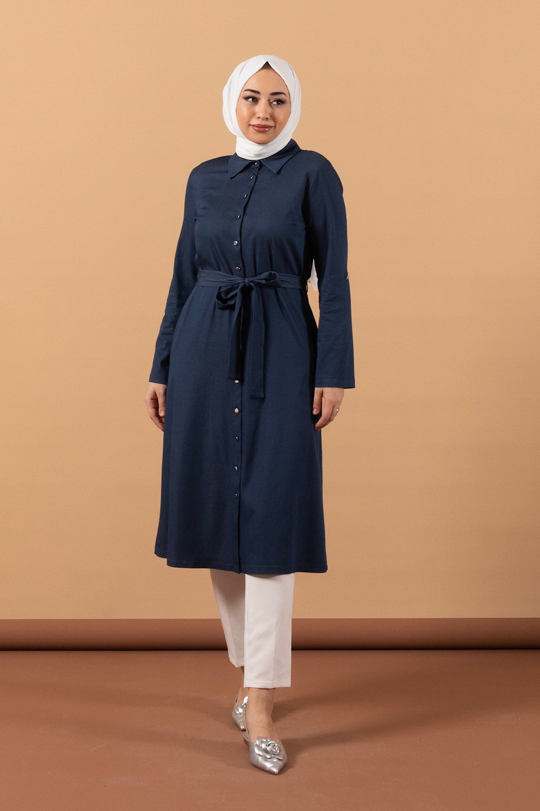 Uzun Tensel Tunik Mavi 2306-MAVI