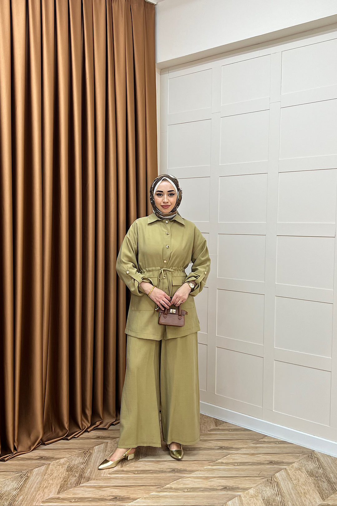 Aria Belden Bağlamalı İkili Takım Yağ Yeşili 3184-YAGYESILI