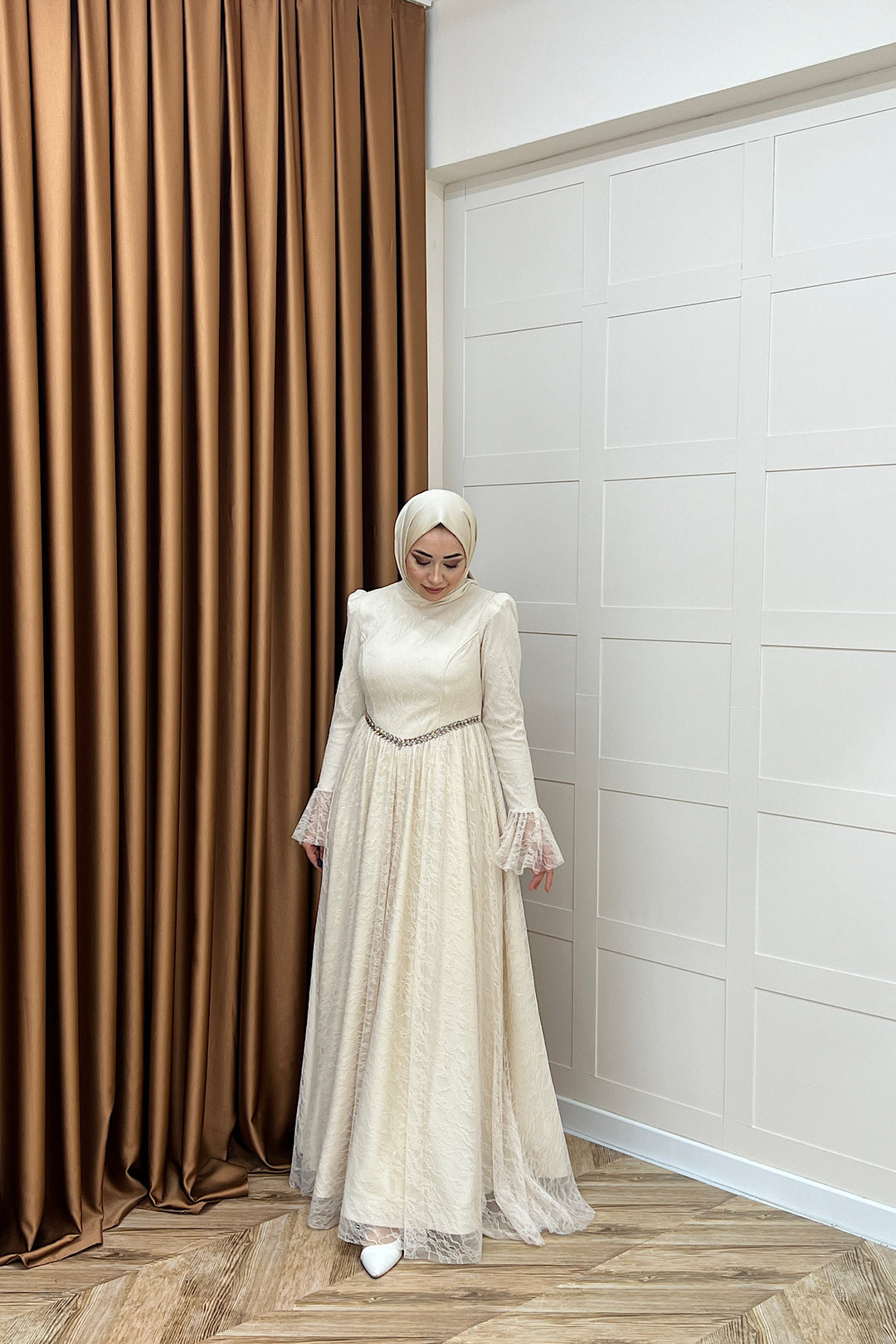 Elena Dantel Abiye Krem 03101-KREM