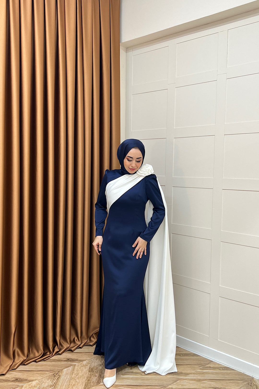 Bianca Saten Abiye Lacivert 3090-LACIVERT