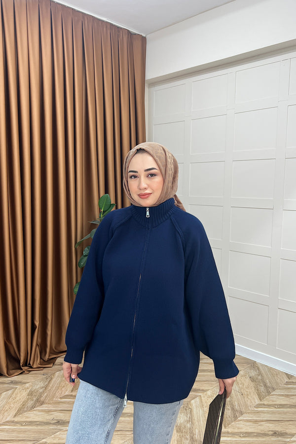 Julie Fermuarlı Hırka Lacivert 25800-LACIVERT