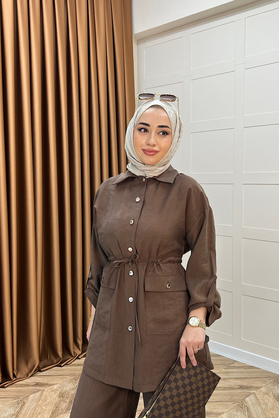 Aria Belden Bağlamalı İkili Takım Kahverengi 3184-KAHVERENGI