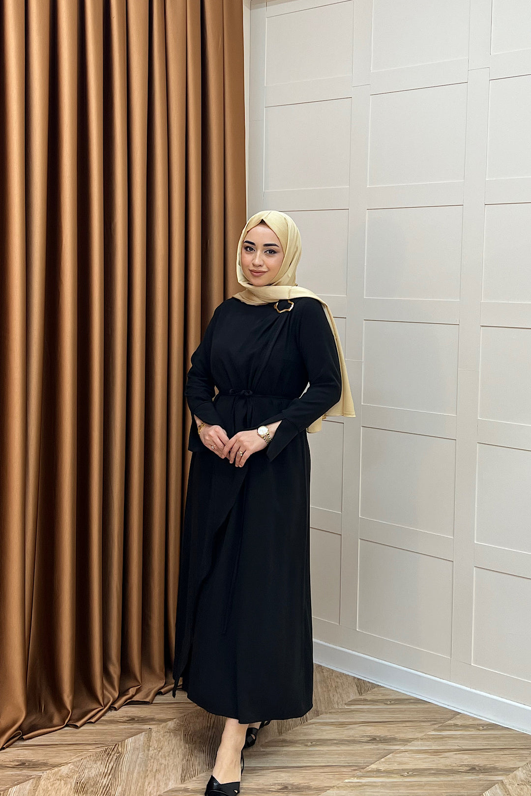 Paria Toka Detay Elbise Siyah 3345-SIYAH