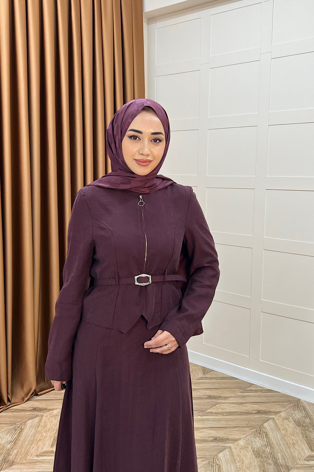 Mira Kemerli Etek Takım Mürdüm 03183-MURDUM