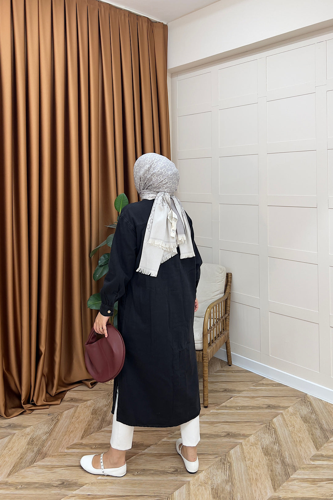 Eleni Uzun Kot Tunik Siyah 9058-SIYAH