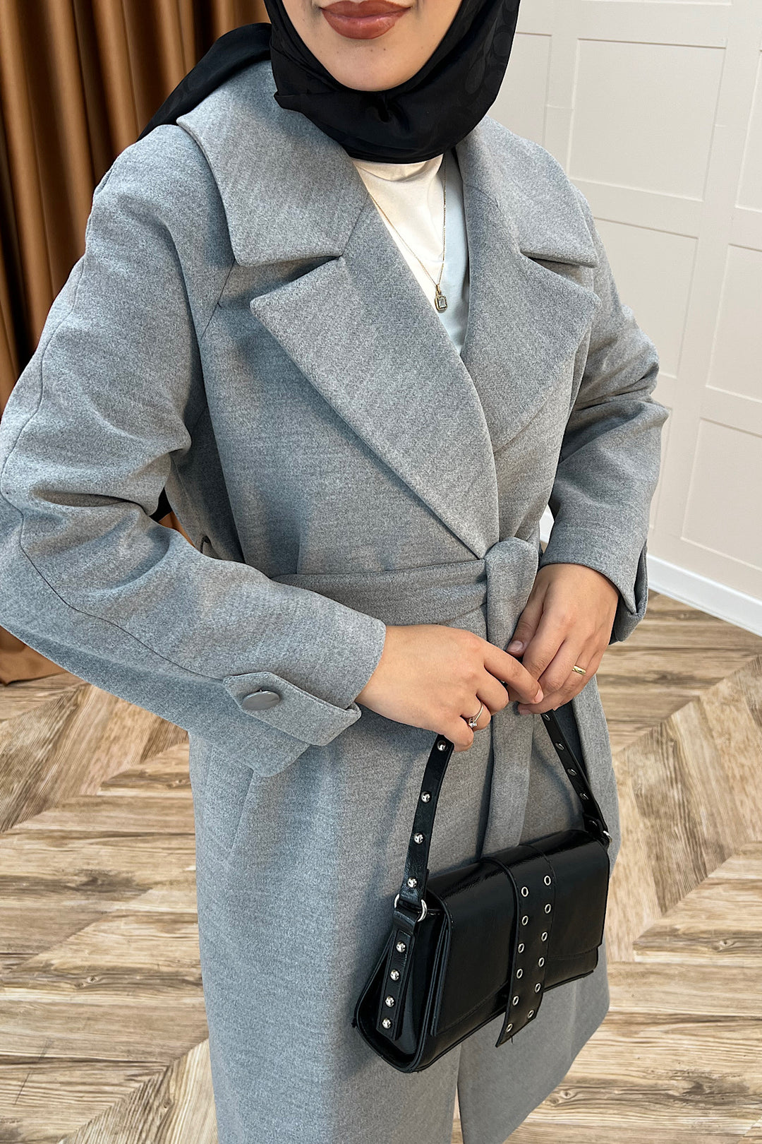 Martina Yırtmaçlı Kaban Gri 5508-GRI