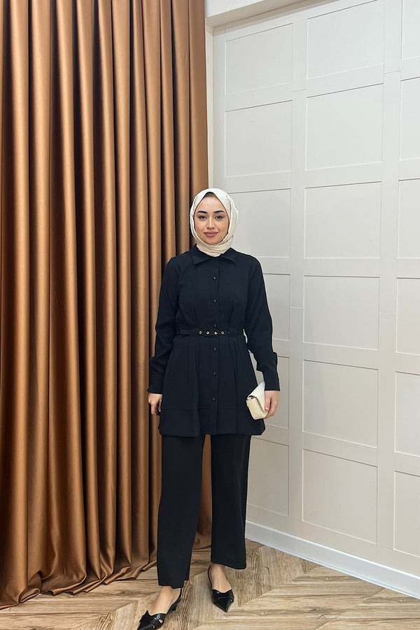 Tuana Belden Kemerli İkili Takım Siyah 2994-SIYAH