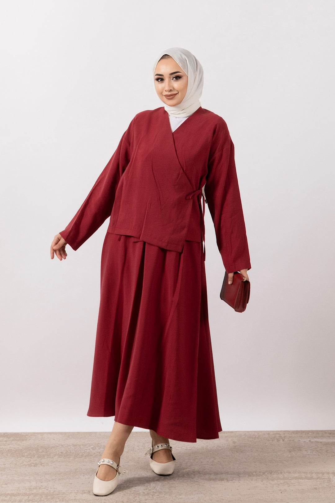 Dina İkili Takım Bordo 8328-BORDO