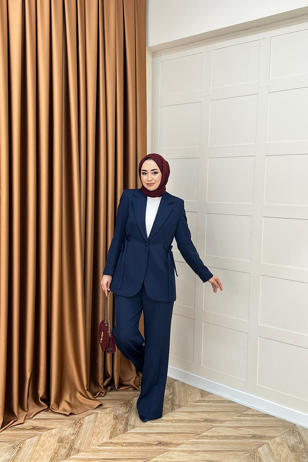 Zeina Bel Detay Ceketli Takım Lacivert 06202-LACIVERT