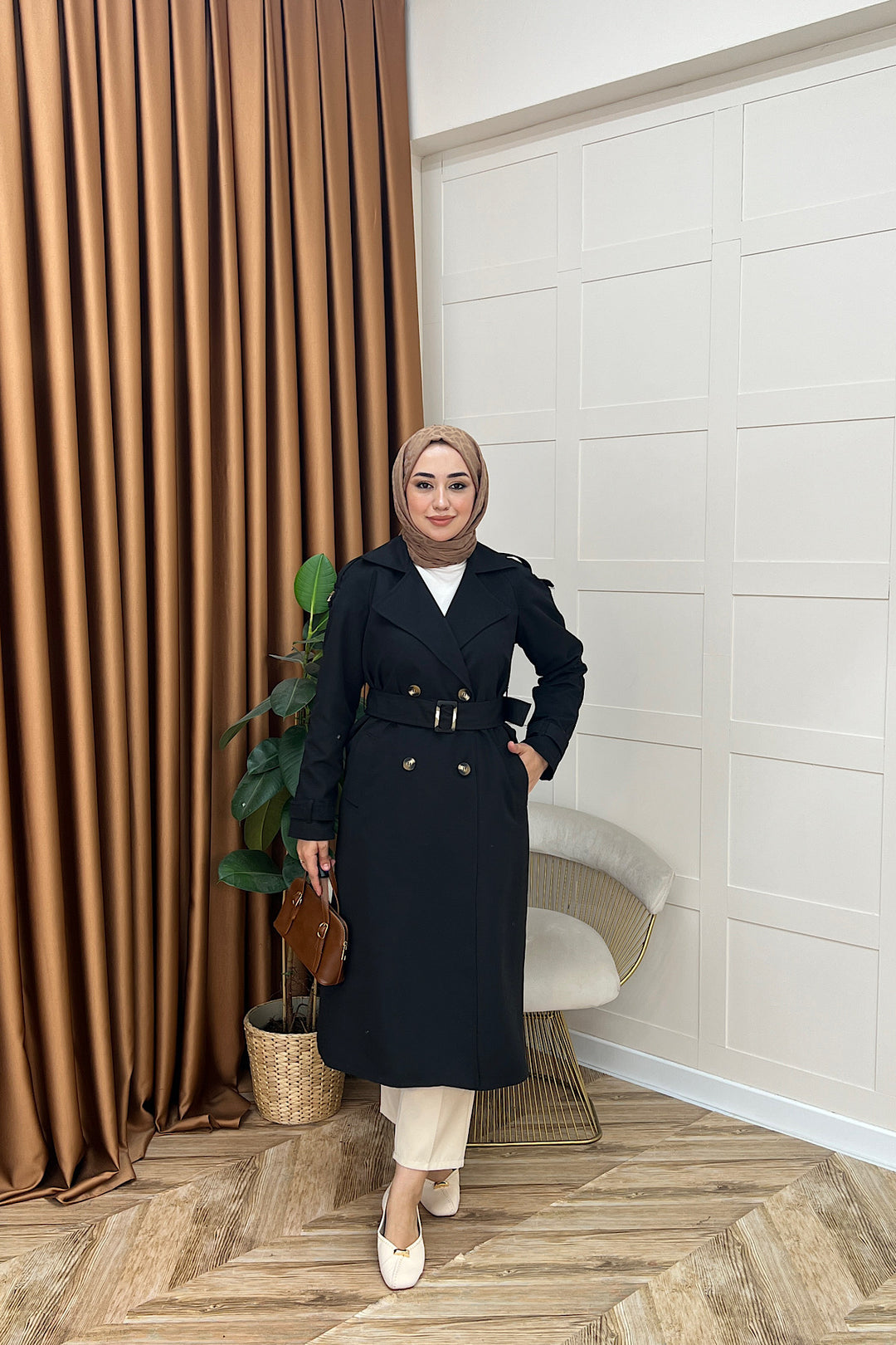 Pamella Kuşaklı Trençkot Siyah 5533-SIYAH