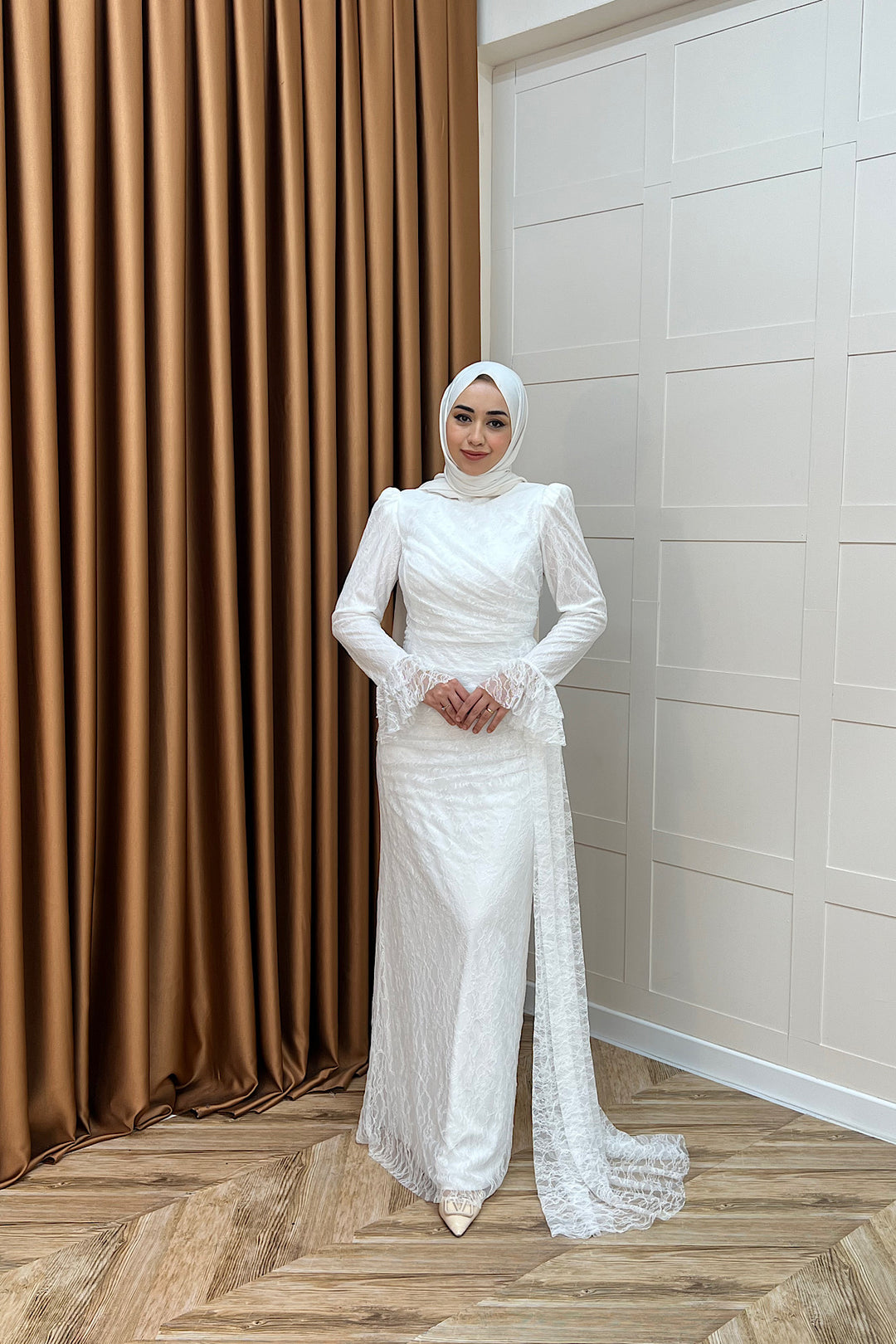 Serena Dantel Balık Abiye Beyaz 3082-BEYAZ