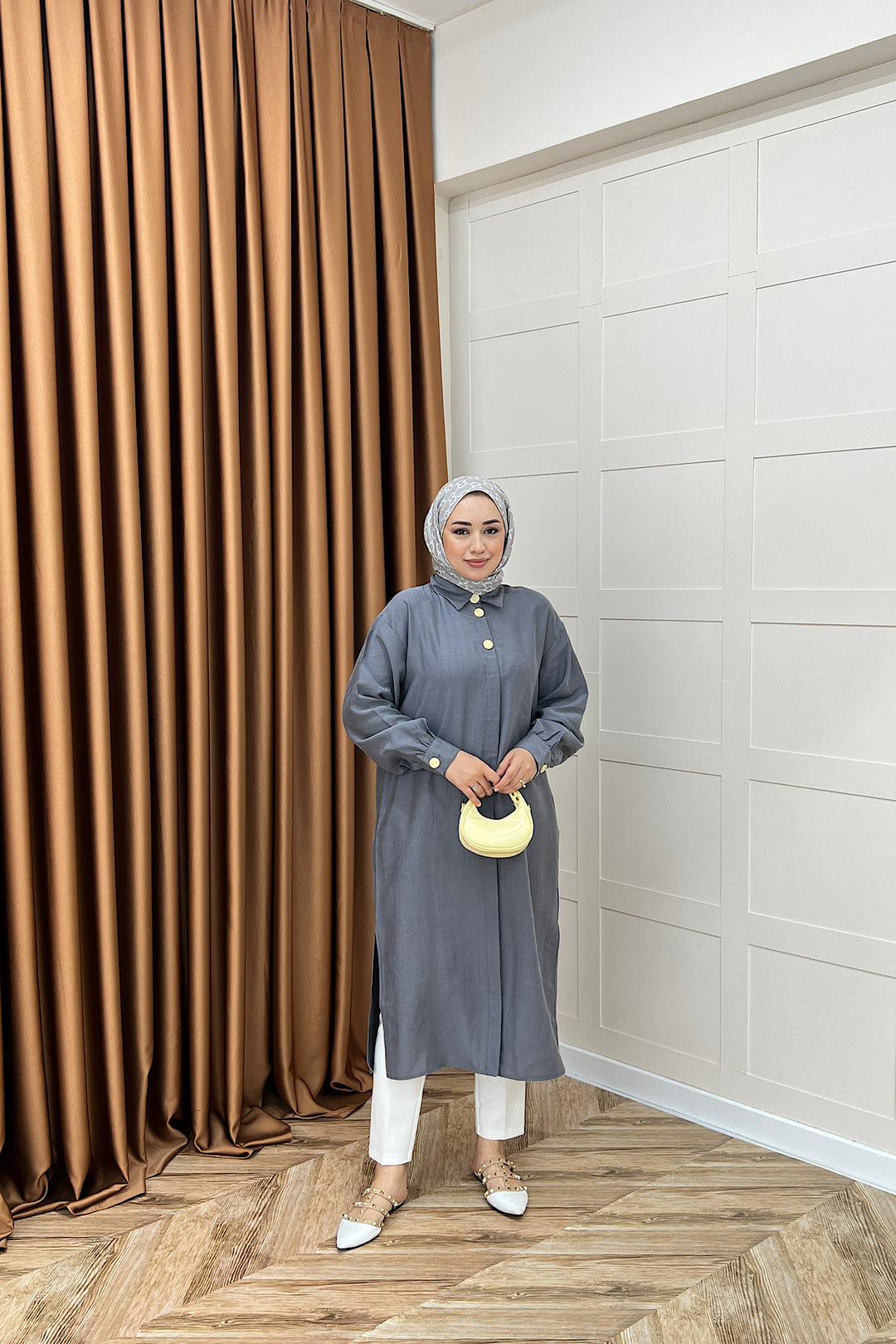 Zaina Uzun Tunik Gri 6523-GRI