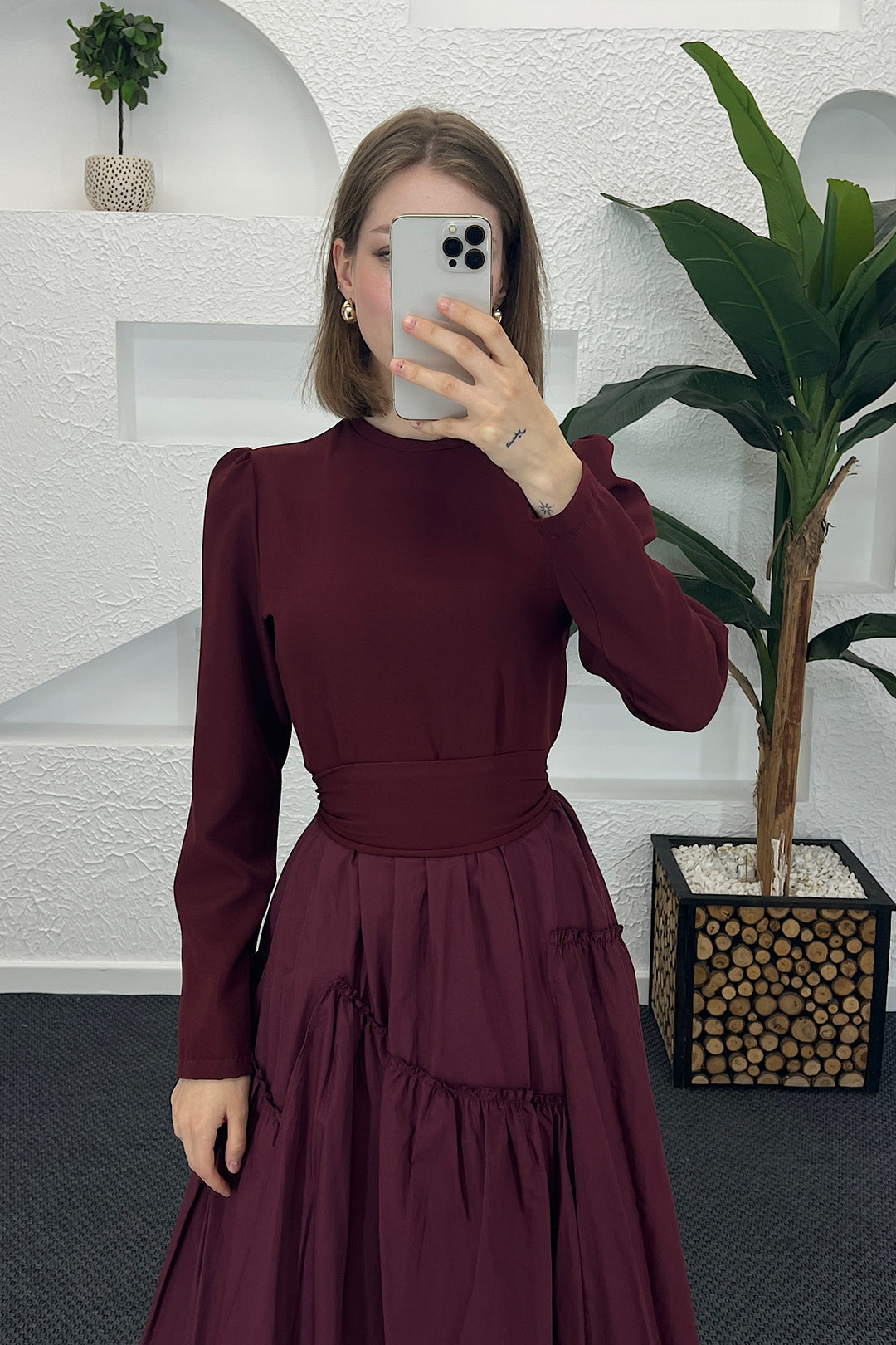 Zeny Elbıse Bordo 6001-BORDO