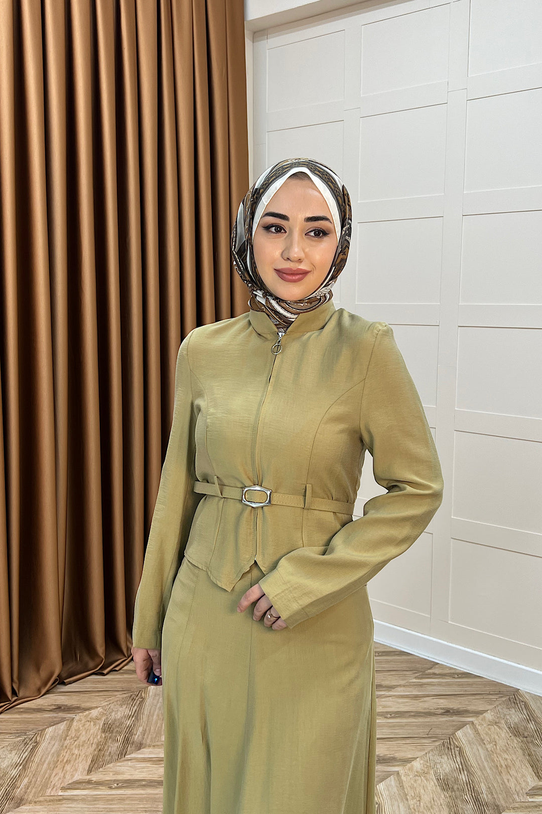 Mira Kemerli Etek Takım Yağ Yeşili 03183-YAGYESILI