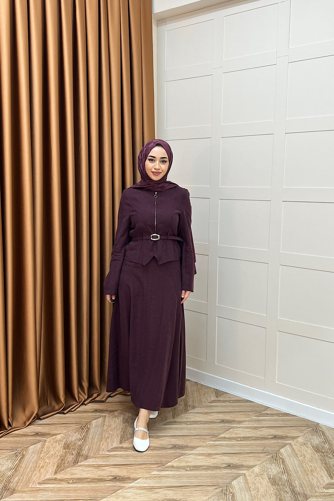 Mira Kemerli Etek Takım Mürdüm 03183-MURDUM