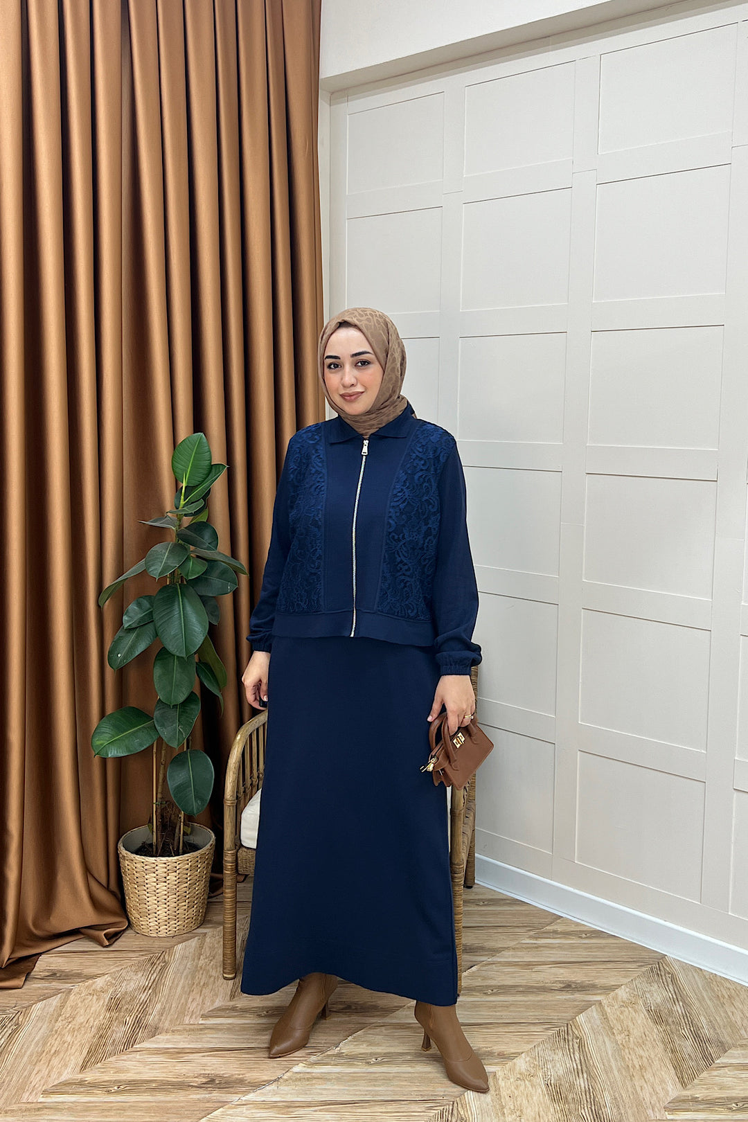 Maria İkili Elbise Lacivert 26104-LACIVERT