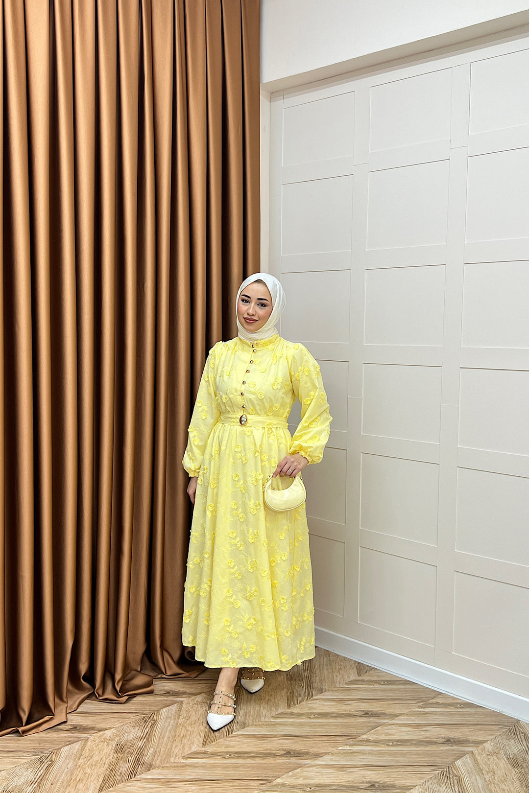 Fiesta Elbise Sarı 3157-SARI