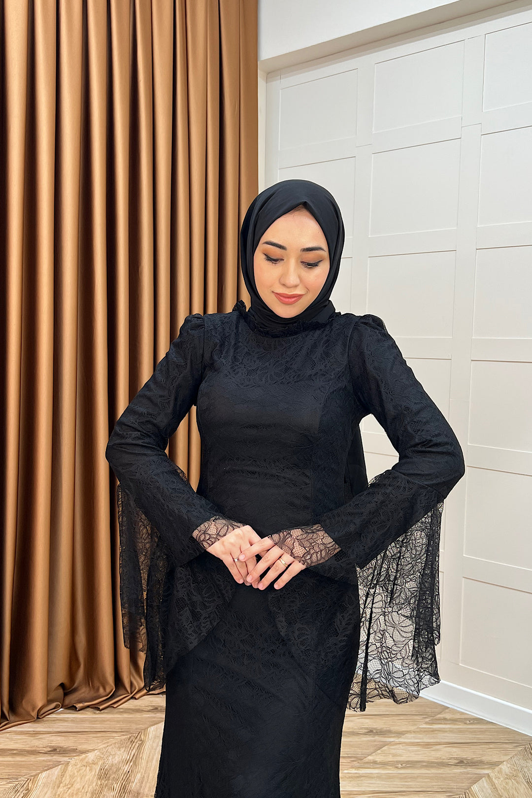 Lucia Dantel Balık Abiye Siyah 3085-SIYAH