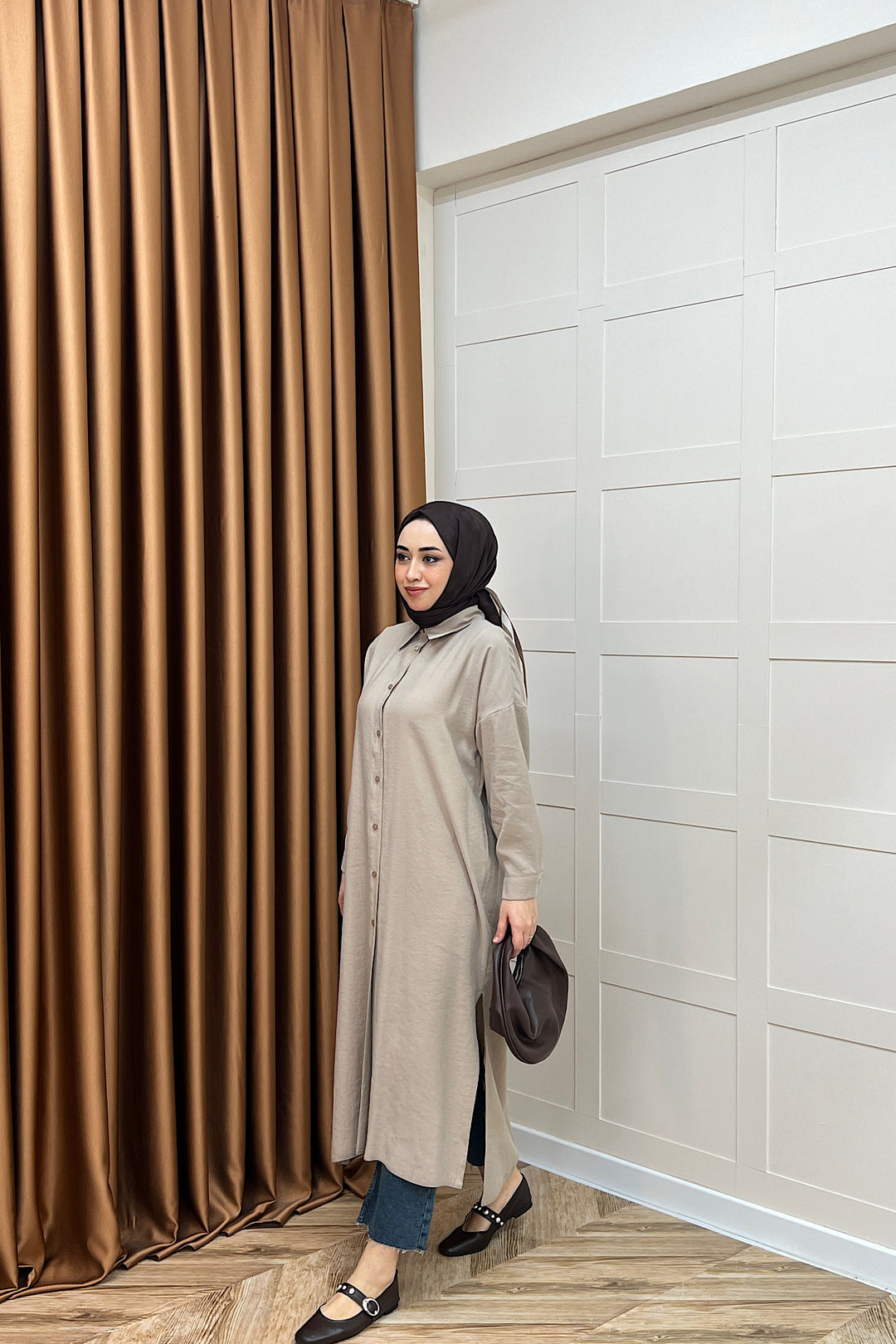 Cupra Uzun Tunik Vizon 02760-VIZON