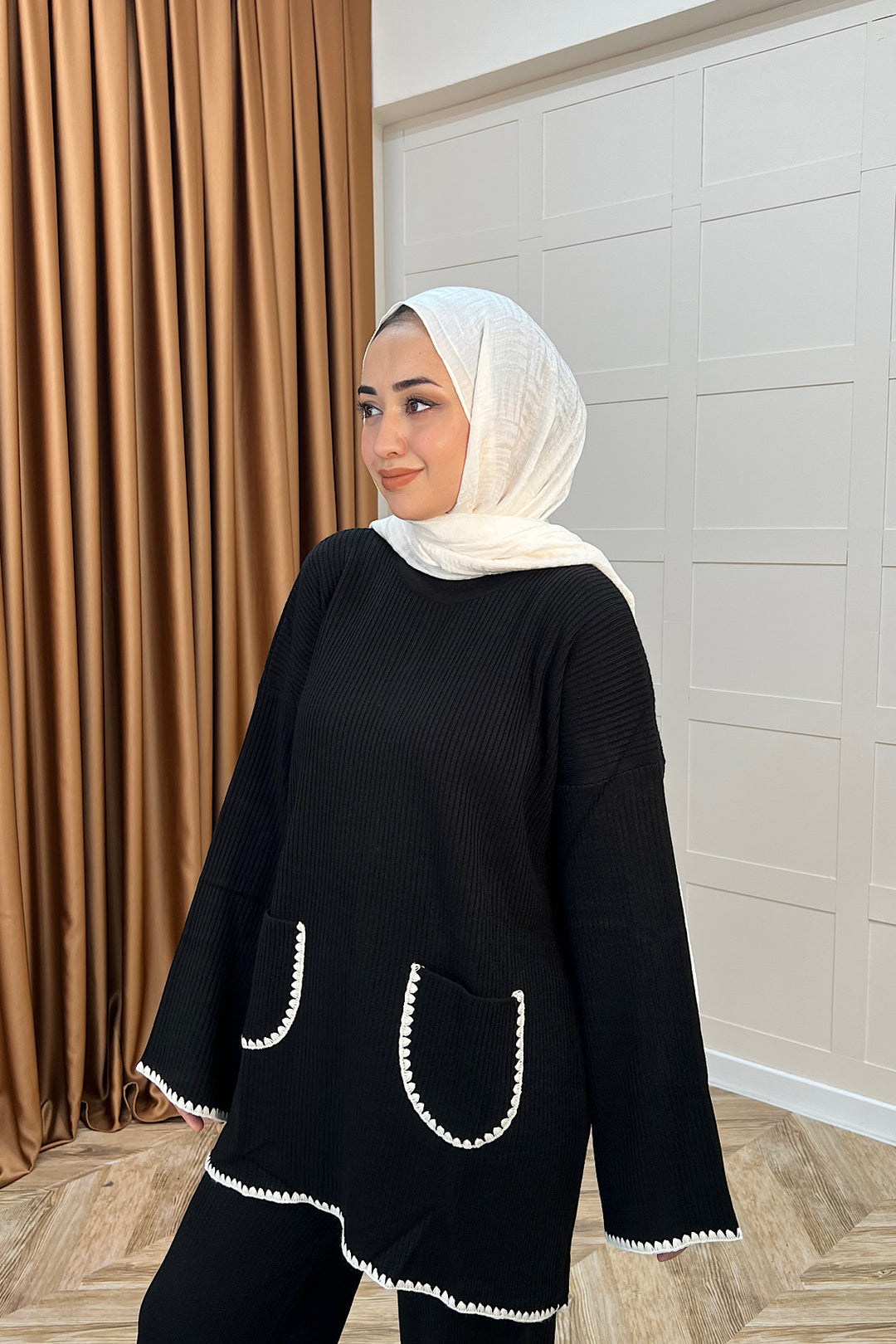 Cep Örgülü Triko Takım Siyah 24200-SIYAH